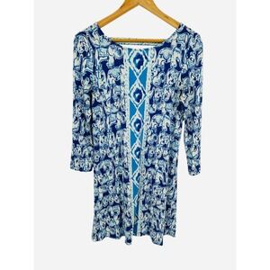 Lilly Pulitzer Sz S Ophelia Bomber Blue "Get Trunky" Elephant Women's Dress